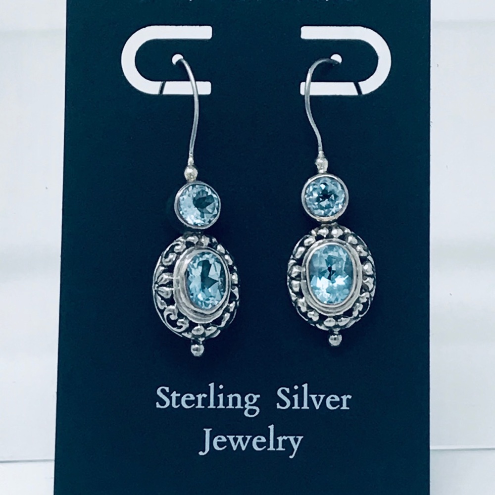 Blue Topaz Sterling Silver 925 Earrings
